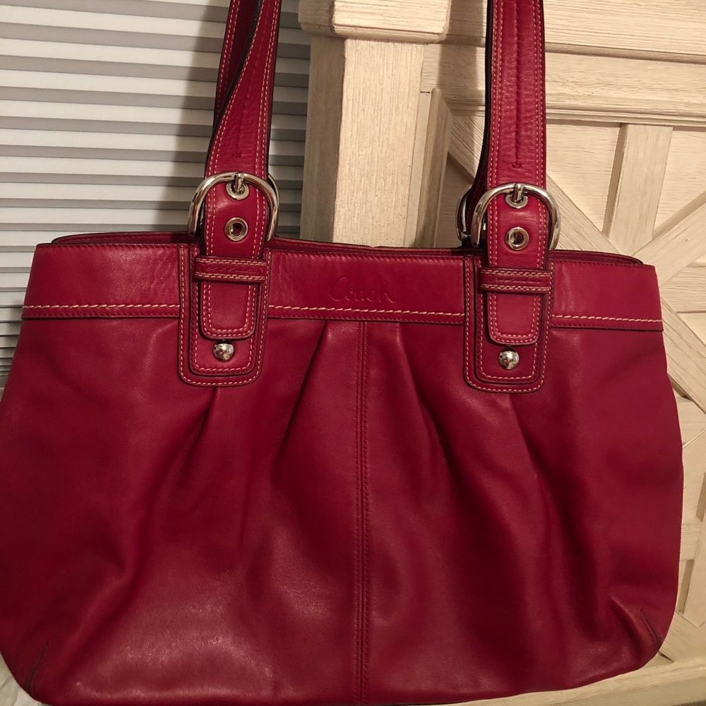 Coach large red handbag